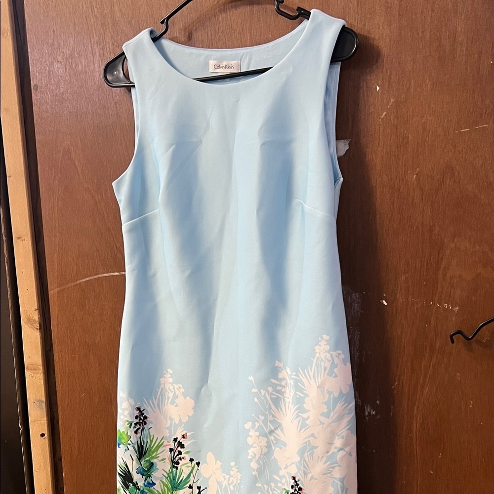 Calvin Klein Light Blue Floral Midi Dress